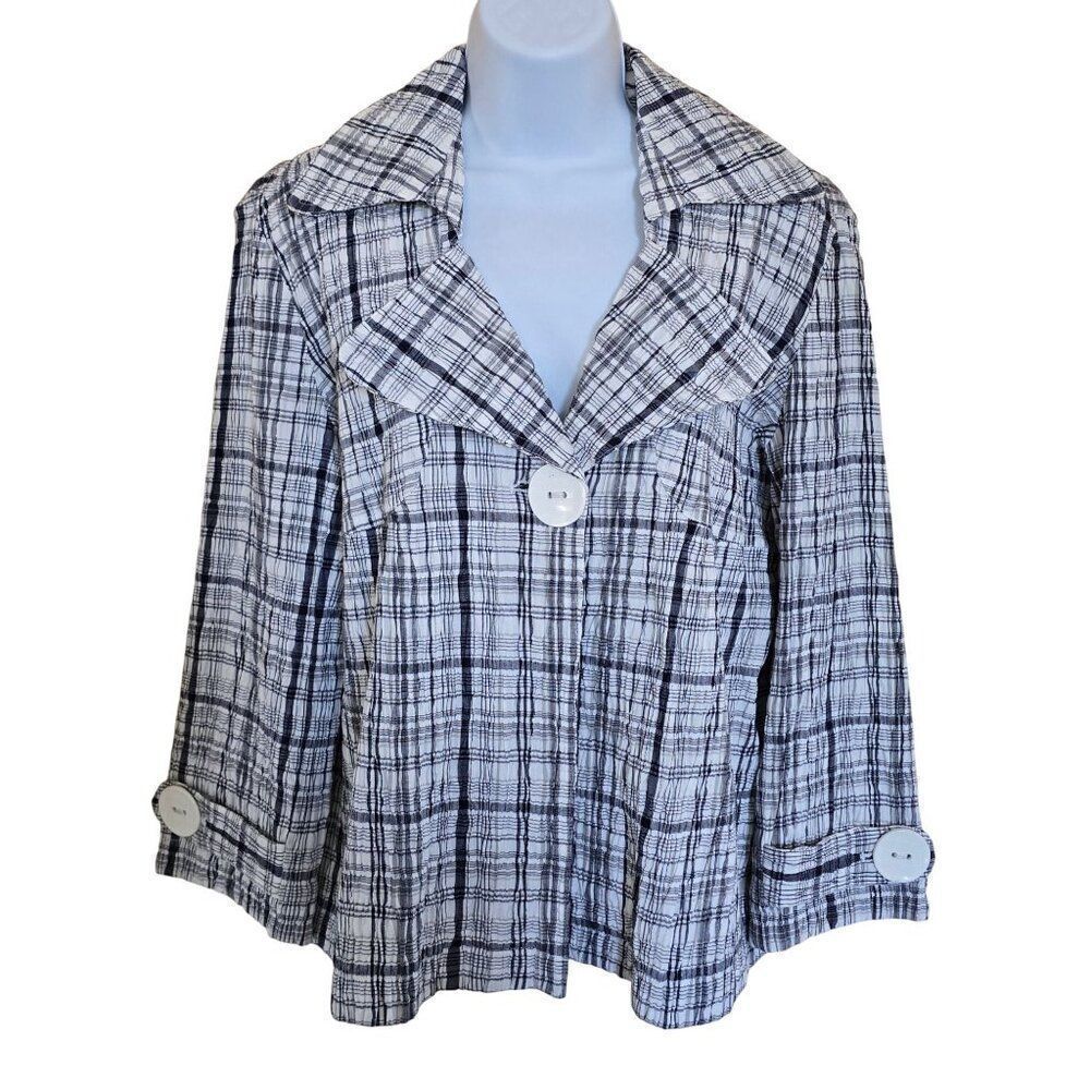 Vintage Plaid Jacket Keren Hart Oversized Button-Up Design blazer Academia boho